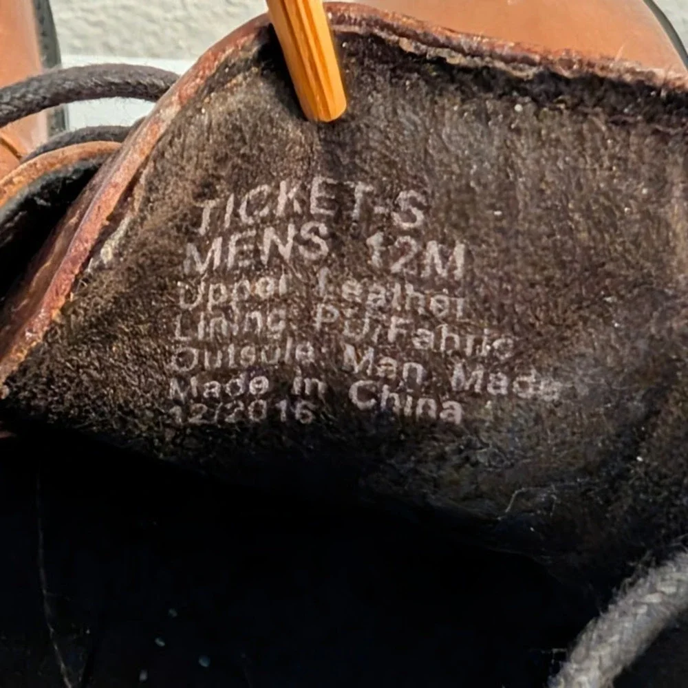 Kenneth Cole Ticket-S Oxford Shoes Mens 12M Cognac‎ Brown Cap Toe Woven EUC